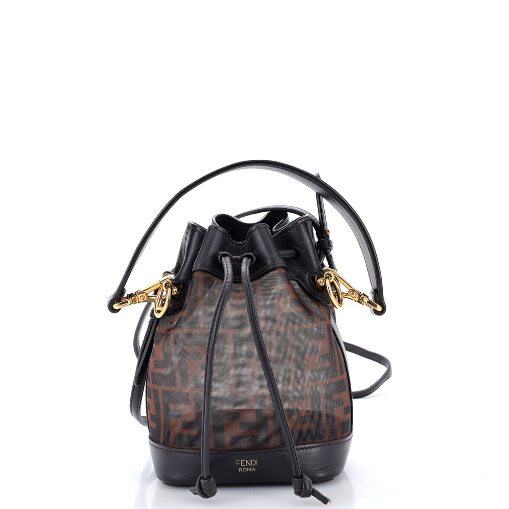 Fendi Mini Mon Tresor Bucket Bag Zucca Mesh with Leather